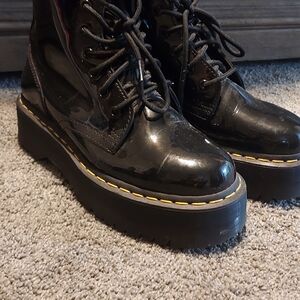 Dr. Martens Shiny Black Lace-Up Platform Boots